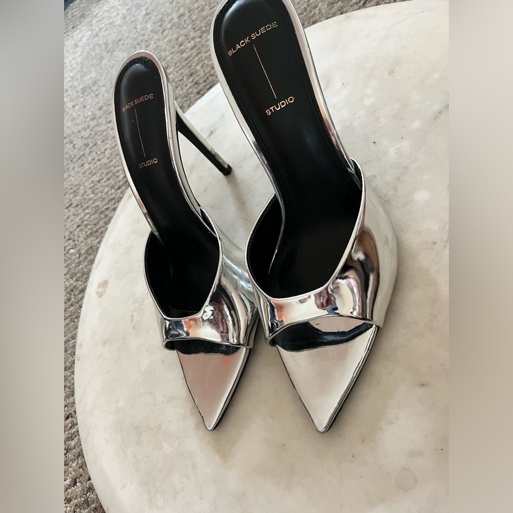 😎 Black Suede Studio Brea 100 heels mirrored silver - Picture 11 of 13